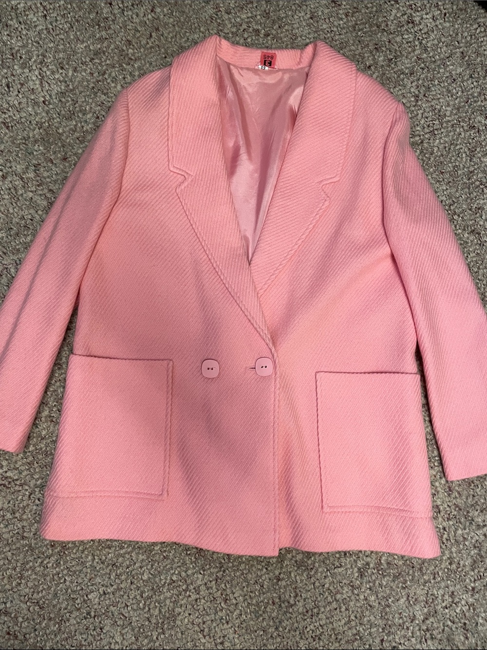 Vintage 100% wool (pure) Pink Women's Double-Button Blazer Coat